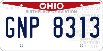 OH license plate GNP8313
