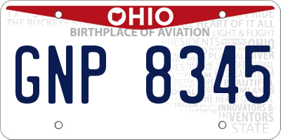 OH license plate GNP8345