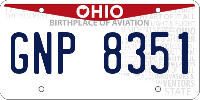 OH license plate GNP8351