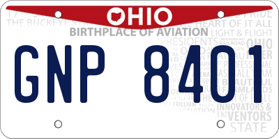 OH license plate GNP8401