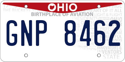OH license plate GNP8462