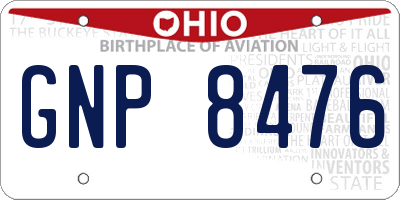 OH license plate GNP8476