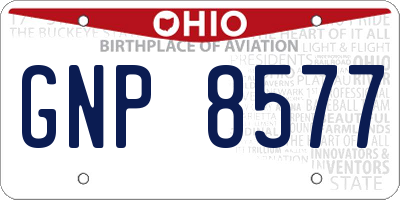 OH license plate GNP8577
