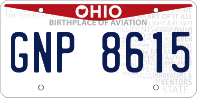 OH license plate GNP8615