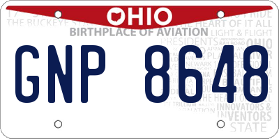 OH license plate GNP8648