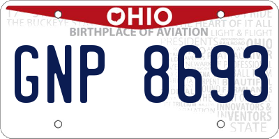 OH license plate GNP8693