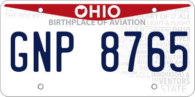 OH license plate GNP8765