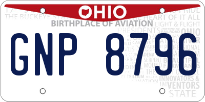 OH license plate GNP8796