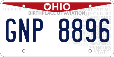 OH license plate GNP8896