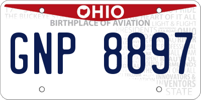 OH license plate GNP8897