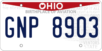 OH license plate GNP8903