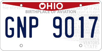 OH license plate GNP9017