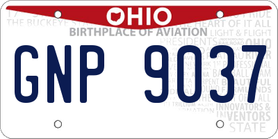 OH license plate GNP9037