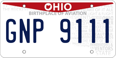 OH license plate GNP9111
