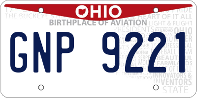OH license plate GNP9221