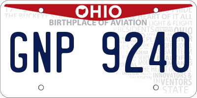 OH license plate GNP9240