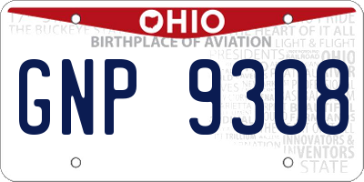 OH license plate GNP9308