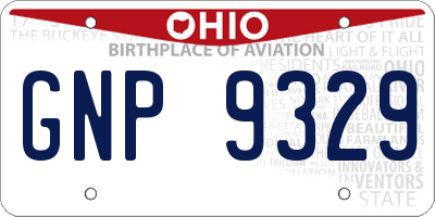OH license plate GNP9329