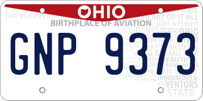 OH license plate GNP9373