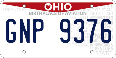 OH license plate GNP9376