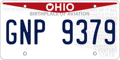 OH license plate GNP9379