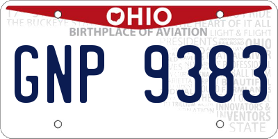 OH license plate GNP9383