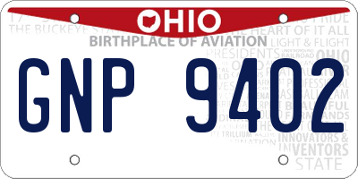 OH license plate GNP9402