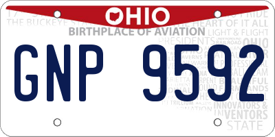 OH license plate GNP9592