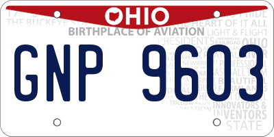 OH license plate GNP9603