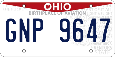 OH license plate GNP9647