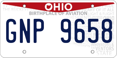 OH license plate GNP9658