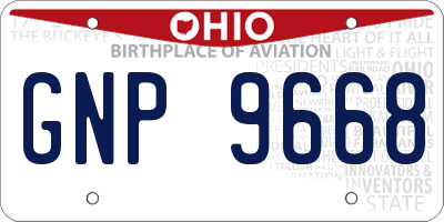 OH license plate GNP9668