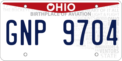 OH license plate GNP9704