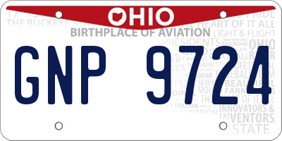 OH license plate GNP9724