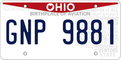 OH license plate GNP9881