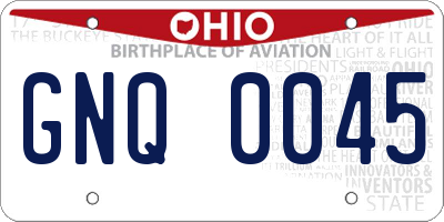 OH license plate GNQ0045