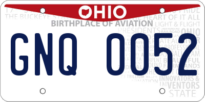 OH license plate GNQ0052