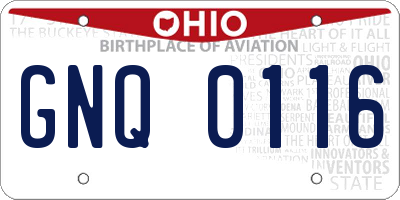 OH license plate GNQ0116