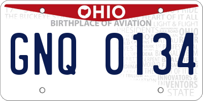 OH license plate GNQ0134
