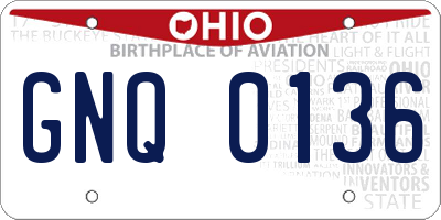 OH license plate GNQ0136