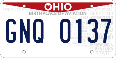 OH license plate GNQ0137