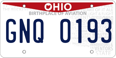 OH license plate GNQ0193