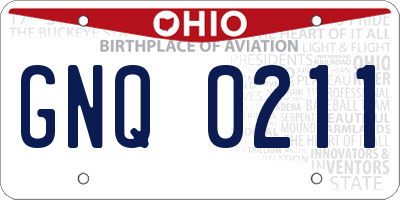 OH license plate GNQ0211