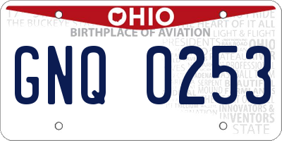 OH license plate GNQ0253