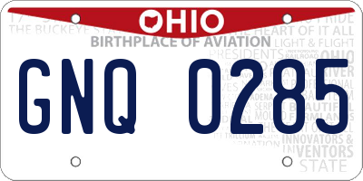 OH license plate GNQ0285