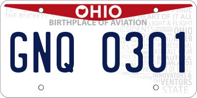 OH license plate GNQ0301