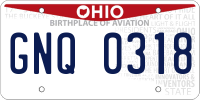 OH license plate GNQ0318