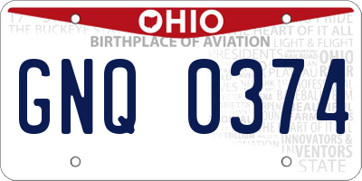 OH license plate GNQ0374