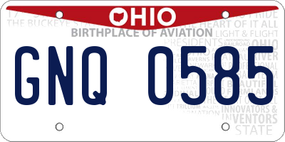 OH license plate GNQ0585
