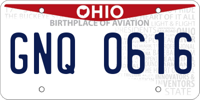 OH license plate GNQ0616